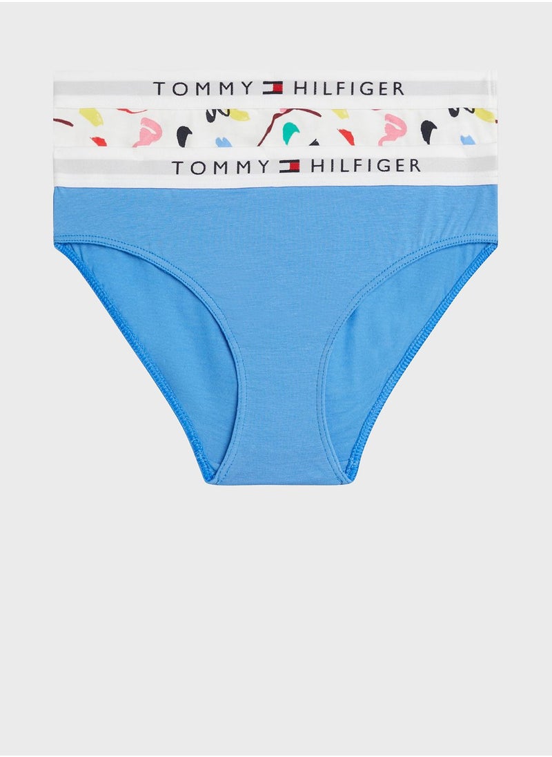 TOMMY HILFIGER Teen 2 Pack Logo Band Bikini Brief  - Image 1