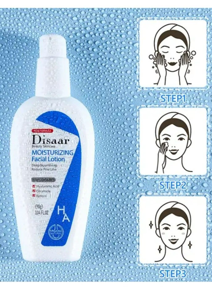 Disaar Facial Lotion for Women Long Lasting Moisturizing with Hyaluronic Acid Ceramide Collagen Retinol Face & Body Lotions 90 g - Image 4