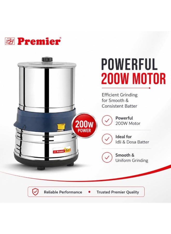 Premier Wonder Wet Grinder Pg 503 1.5 LTR 230v | Compact and Efficient, Ideal for Small Batches, 230v Motor, Durable Stainless Steel Drum, Sleek Design, Easy to Use and Clean - Image 2