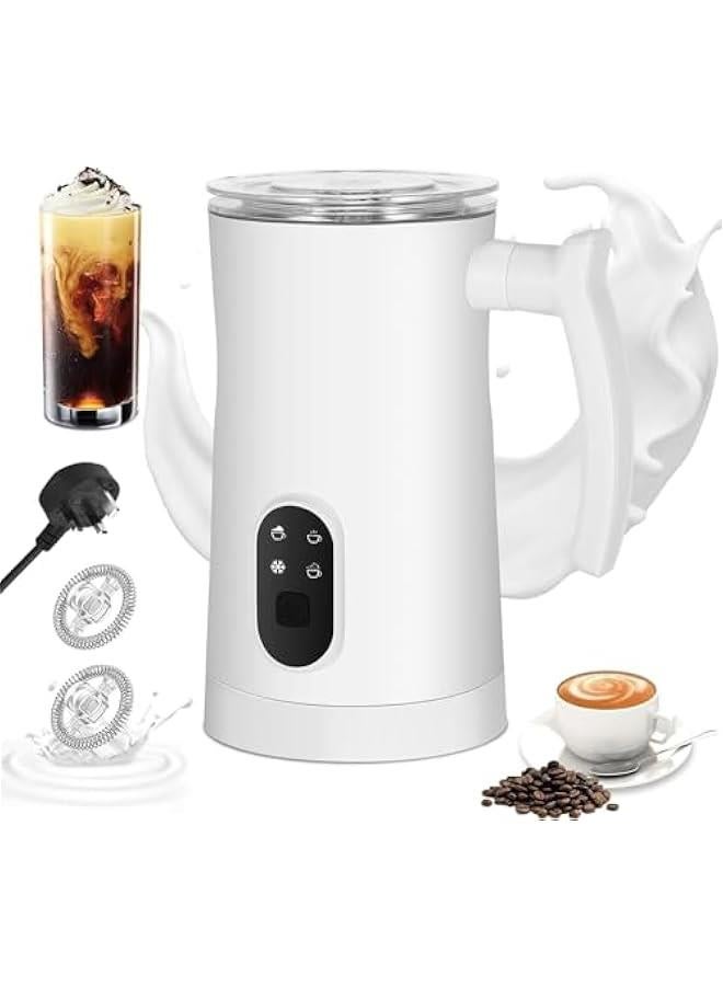 ميكسد ماكينة صنع رغوة الحليب الكهربائية الاوتوماتيكية 4 في 1 من هوكور، جهاز تسخين الحليب بخاصية حماية من الحرارة الزائدة للقهوة واللاتيه والكابتشينو والشوكولاتة الساخنة (ابيض) - Image 1
