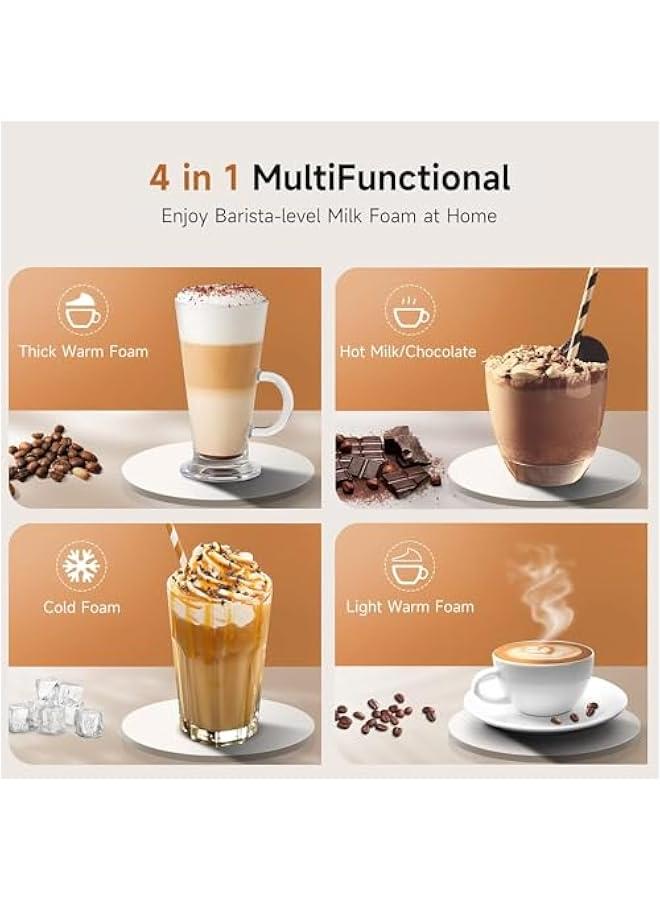 ميكسد ماكينة صنع رغوة الحليب الكهربائية الاوتوماتيكية 4 في 1 من هوكور، جهاز تسخين الحليب بخاصية حماية من الحرارة الزائدة للقهوة واللاتيه والكابتشينو والشوكولاتة الساخنة (ابيض) - Image 4