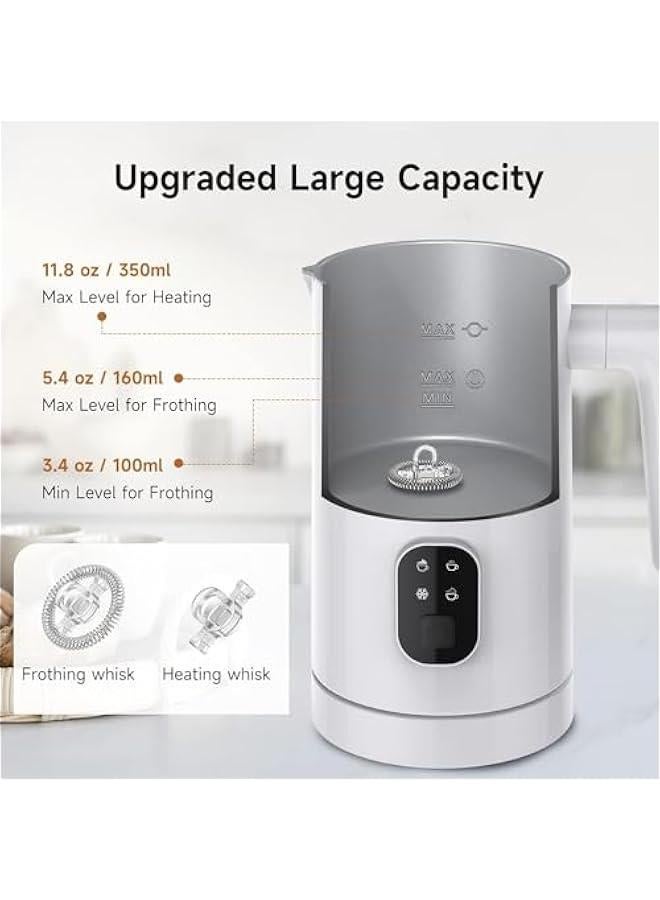ميكسد ماكينة صنع رغوة الحليب الكهربائية الاوتوماتيكية 4 في 1 من هوكور، جهاز تسخين الحليب بخاصية حماية من الحرارة الزائدة للقهوة واللاتيه والكابتشينو والشوكولاتة الساخنة (ابيض) - Image 2