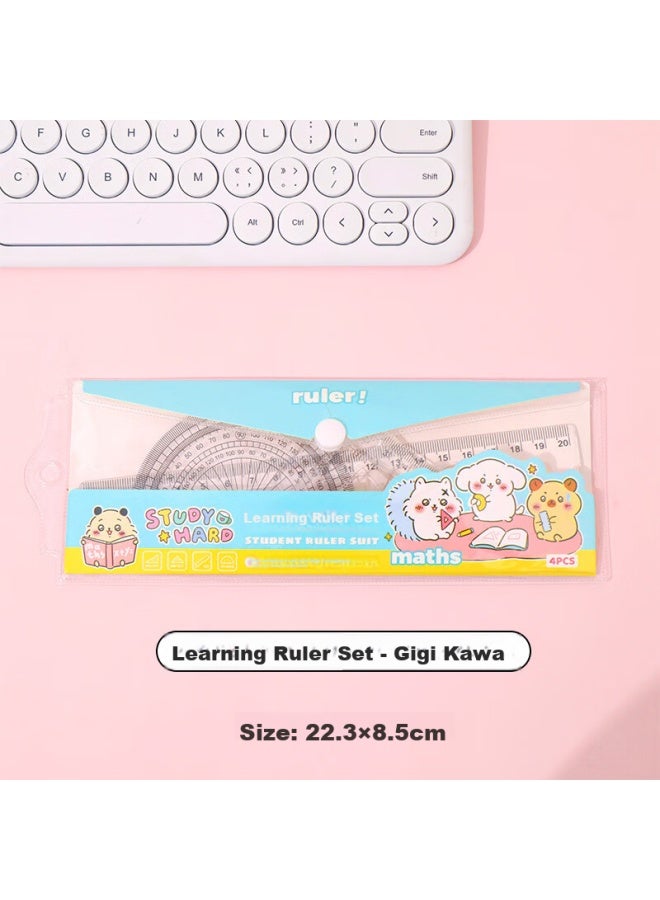 Kalrencat Kailunmiao Stationery Student Exam Drawing Ruler Set： 20cm Straight Ruler + 2 Triangular Rulers + Protractor, 4-piece Set Recommended For Exams, Gift For Middle And High School Entrance Exams - Image 1