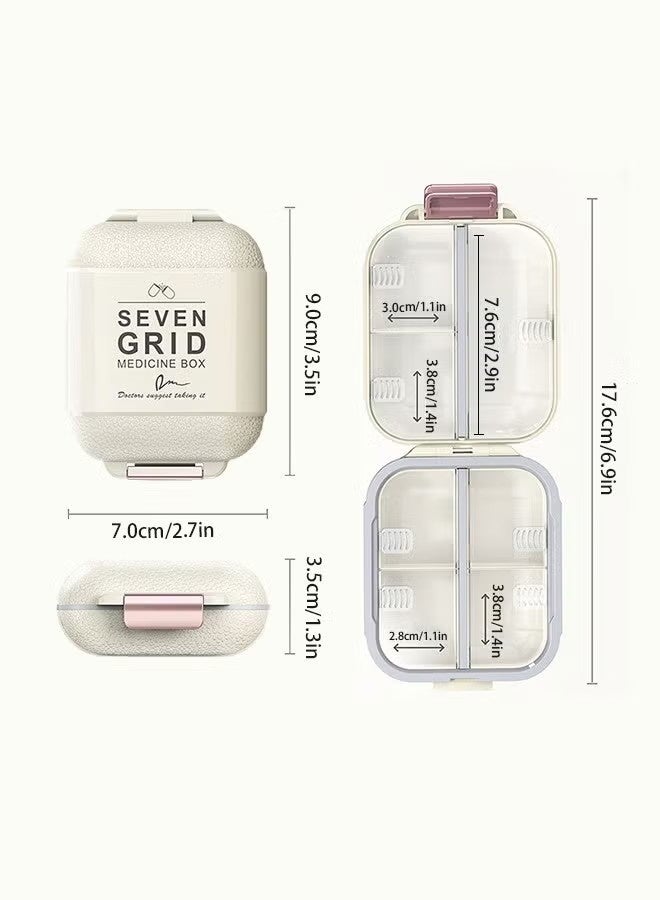 منظم حبوب يومي، تخزين حبوب محمول، منظم علبة حبوب، حاوية كبيرة لحمل الأدوية الأسبوعية مع 7 شبكات لمكملات الأدوية، زيت السمك - Image 5