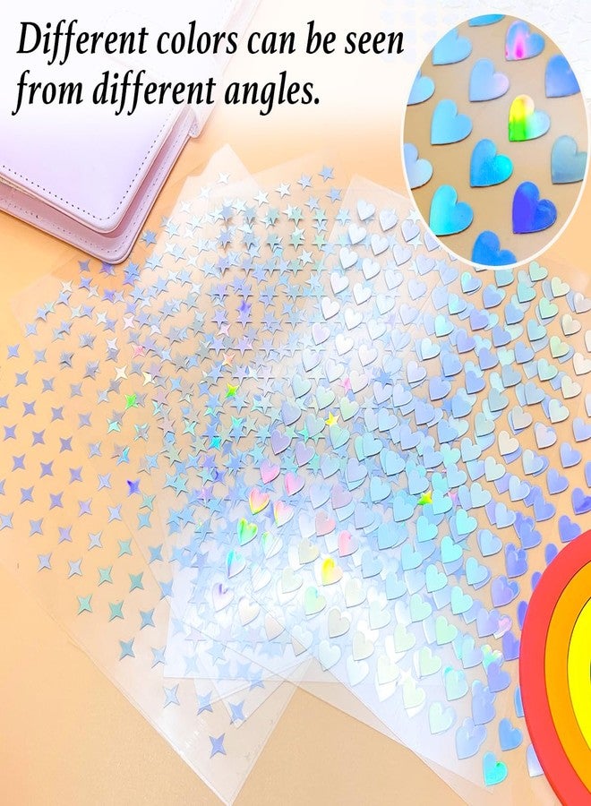 OWMOSYX 1800 Self-Adhesive Holographic Stickers for Kids Reward, Foil Star Heart Stickers Mini Cute Stickers for Home DIY Office Classroom Reward (Laser Silver) - Image 5