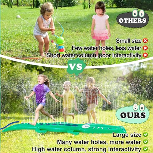 Biubee 96 x 13 Extra Large Crocodile Sprinkler for Kids Outdoor Toys Kids Toddler Water Sprinkler for Yard Attaches to Garden Hose Durable Inflatable Splashing Fun Toys for Garden Lawn - Image 5