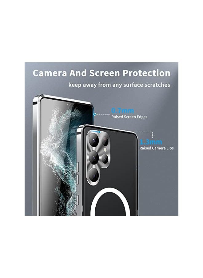 Generic Magnetic Case For Samsung S24 Ultra Case Cover Compatible With Mag Safe Camera Lens Protector Shockproof Metal Frame For Galaxy S24 Ultra Silver S24 Ultra  - Image 5
