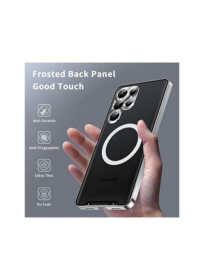 Generic Magnetic Case For Samsung S24 Ultra Case Cover Compatible With Mag Safe Camera Lens Protector Shockproof Metal Frame For Galaxy S24 Ultra Silver S24 Ultra  - Image 3