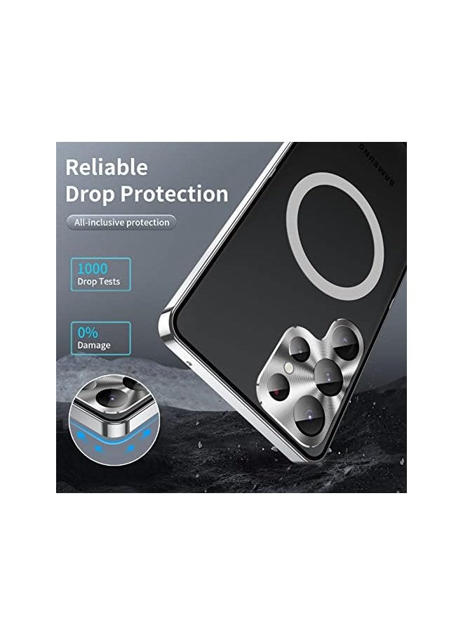 Generic Magnetic Case For Samsung S24 Ultra Case Cover Compatible With Mag Safe Camera Lens Protector Shockproof Metal Frame For Galaxy S24 Ultra Silver S24 Ultra  - Image 2