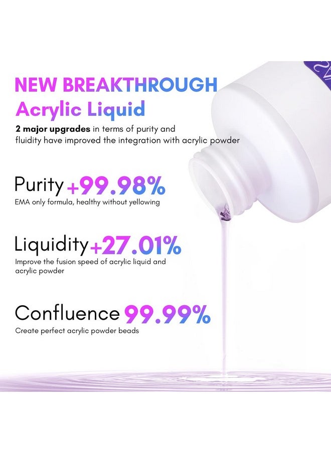 Saviland - Saviland Monomer Acrylic Nail Liquid - 8.11fl.oz Acrylic Liquid with 3PCS Acrylic Brushes Size（8/10/14）for Acrylic Powders, Non-Yellowing Acrylic Nail Liquid for DIY Home Nail Salon Use - Image 1