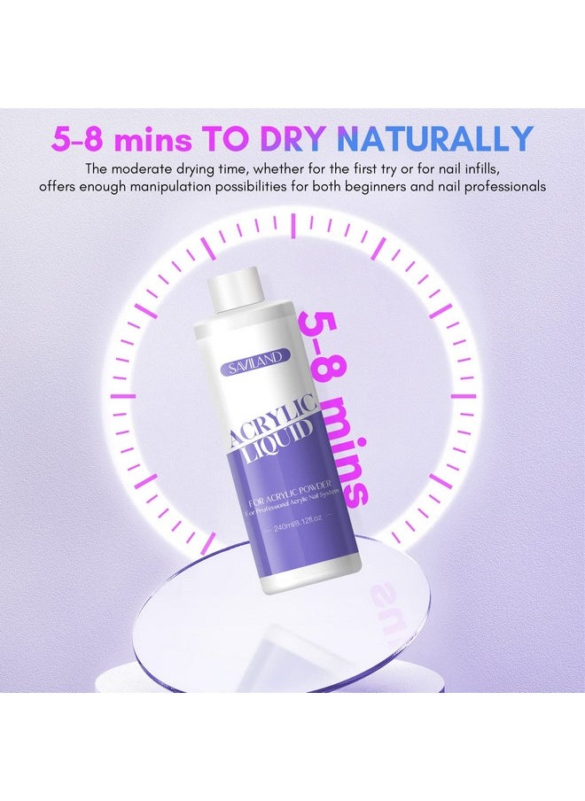 Saviland - Saviland Monomer Acrylic Nail Liquid - 8.11fl.oz Acrylic Liquid with 3PCS Acrylic Brushes Size（8/10/14）for Acrylic Powders, Non-Yellowing Acrylic Nail Liquid for DIY Home Nail Salon Use - Image 1