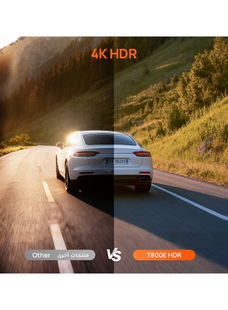 كاميرا داش T800E 3 قنوات، 4K+1080P+1080P مع 64GB مجانية، GPS، واي فاي 6، تحكم صوتي، ركن 24/7، رؤية ليلية، تسجيل متكرر، دعم مكثف فائق 512GB - view 3