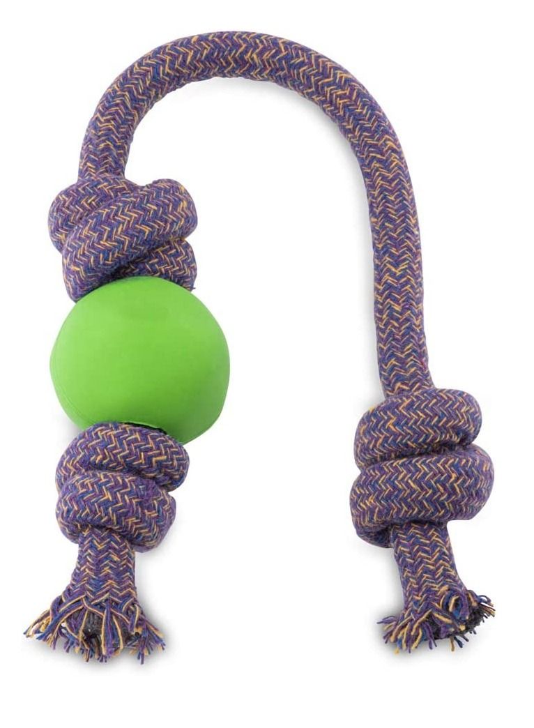 Beco Rubber Ball on Rope Dog Toy Multicolor - Image 1