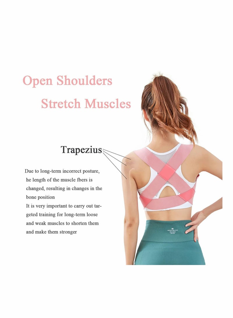 SYOSI Posture Corrector for Women, Upper Back Brace Adjustable Chest Support Upright Straightener Providing Pain Relief Back Neck Shoulder (Pink, Small) - Image 3