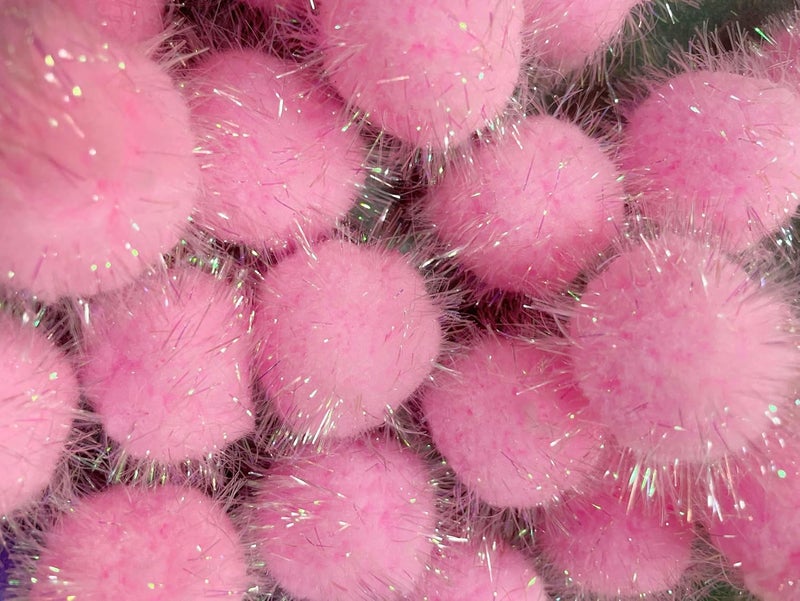YYCRAFT 30pcs Large Glitter Tinsel Pom Poms Sparkle Balls for DIY Craft,Cat Toys(1.5 Inch,Baby Pink) - Image 2