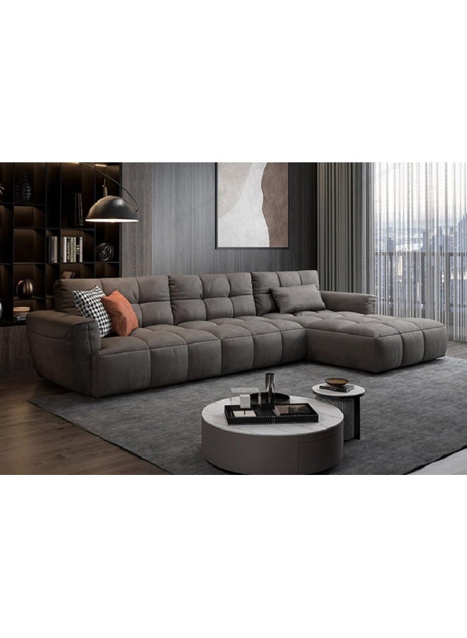 Poppins Home Opulent Italian Nordic L Shape Sofa  Luxurious Fabric and Ultimate Comfort (Coffee Brown, Left Chaise)  - Image 1