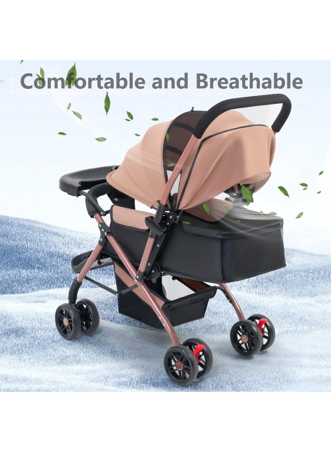 HI-FINE Baby Stroller for toddlers 0-3 years,One-click Foldable Lightweight Infant Travel Stroller With Storage Basket,Multi-Postion Reclining Seat,Comfortable and Shock Absorbent Grey - Image 3