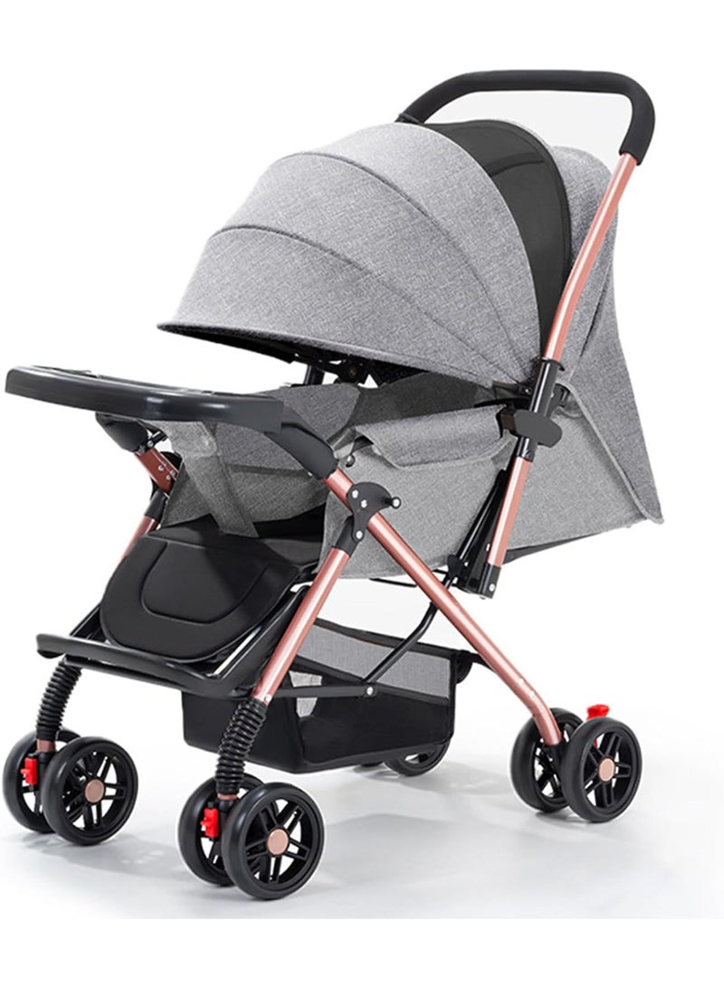 HI-FINE Baby Stroller for toddlers 0-3 years,One-click Foldable Lightweight Infant Travel Stroller With Storage Basket,Multi-Postion Reclining Seat,Comfortable and Shock Absorbent Grey - Image 1