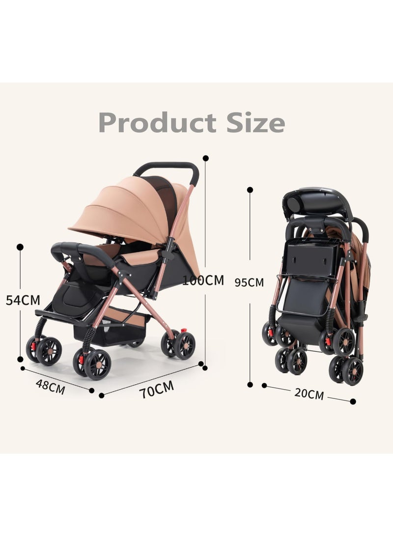 HI-FINE Baby Stroller for toddlers 0-3 years,One-click Foldable Lightweight Infant Travel Stroller With Storage Basket,Multi-Postion Reclining Seat,Comfortable and Shock Absorbent Grey - Image 4