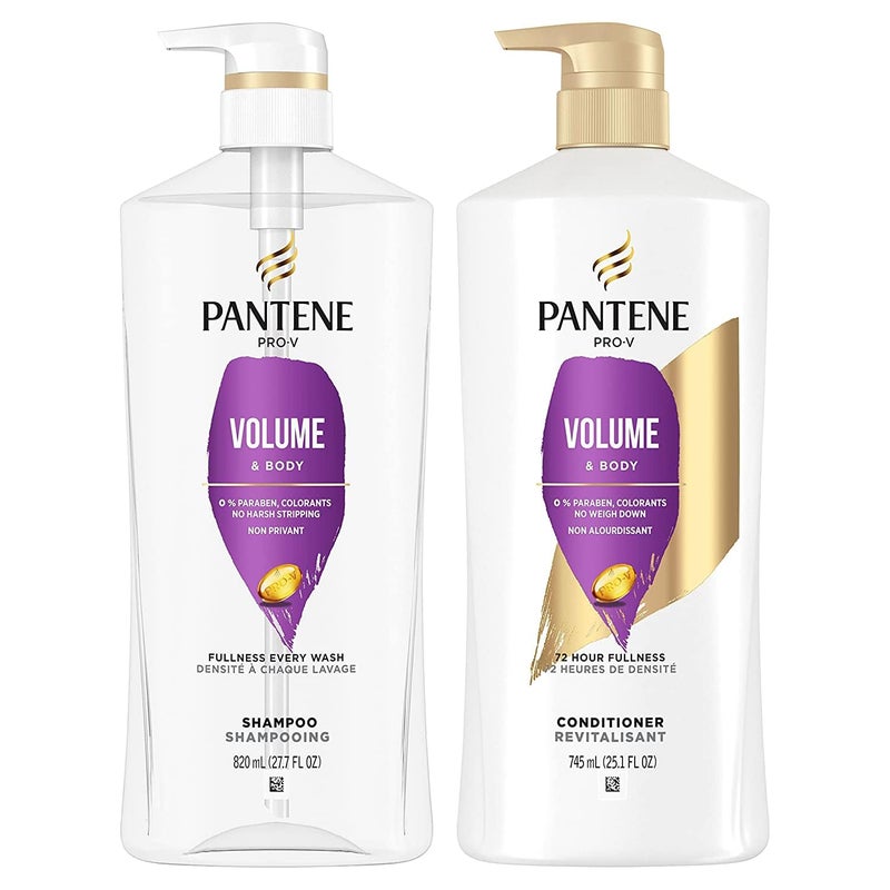 Pantene Shampoo, Conditioner and Hair Treatment Set, Volume & Body for Fine Hair, Safe for Color-Treated Hair - Image 1