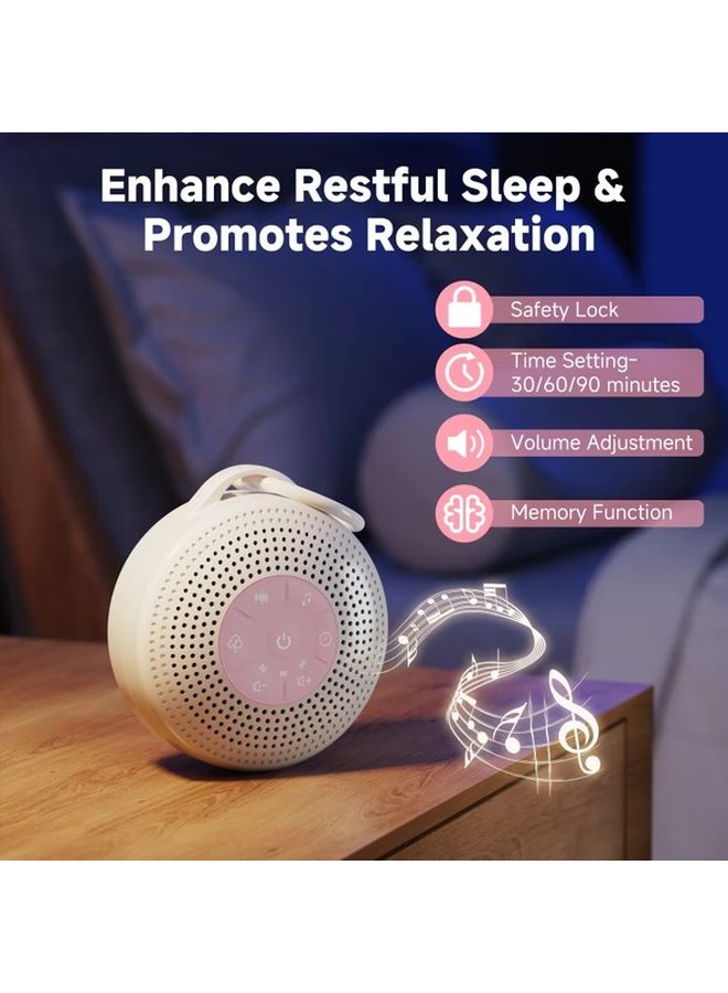 Pink Portable White Noise Speaker for Sleep Relaxation and Soothing Sounds - Image 3