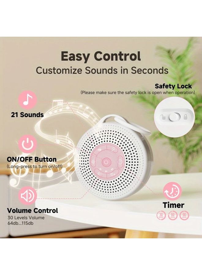 Pink Portable White Noise Speaker for Sleep Relaxation and Soothing Sounds - Image 1