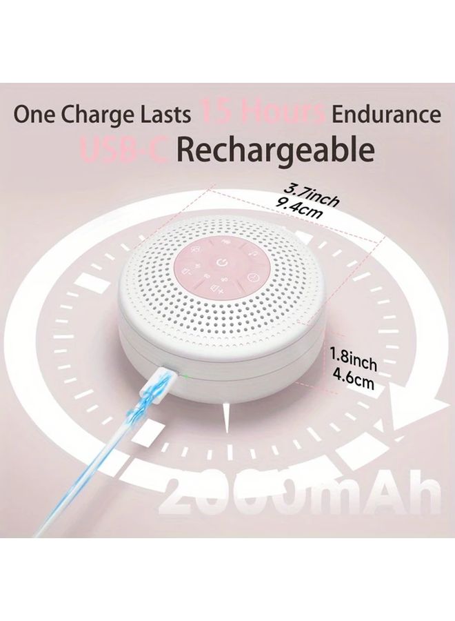 Pink Portable White Noise Speaker for Sleep Relaxation and Soothing Sounds - Image 2