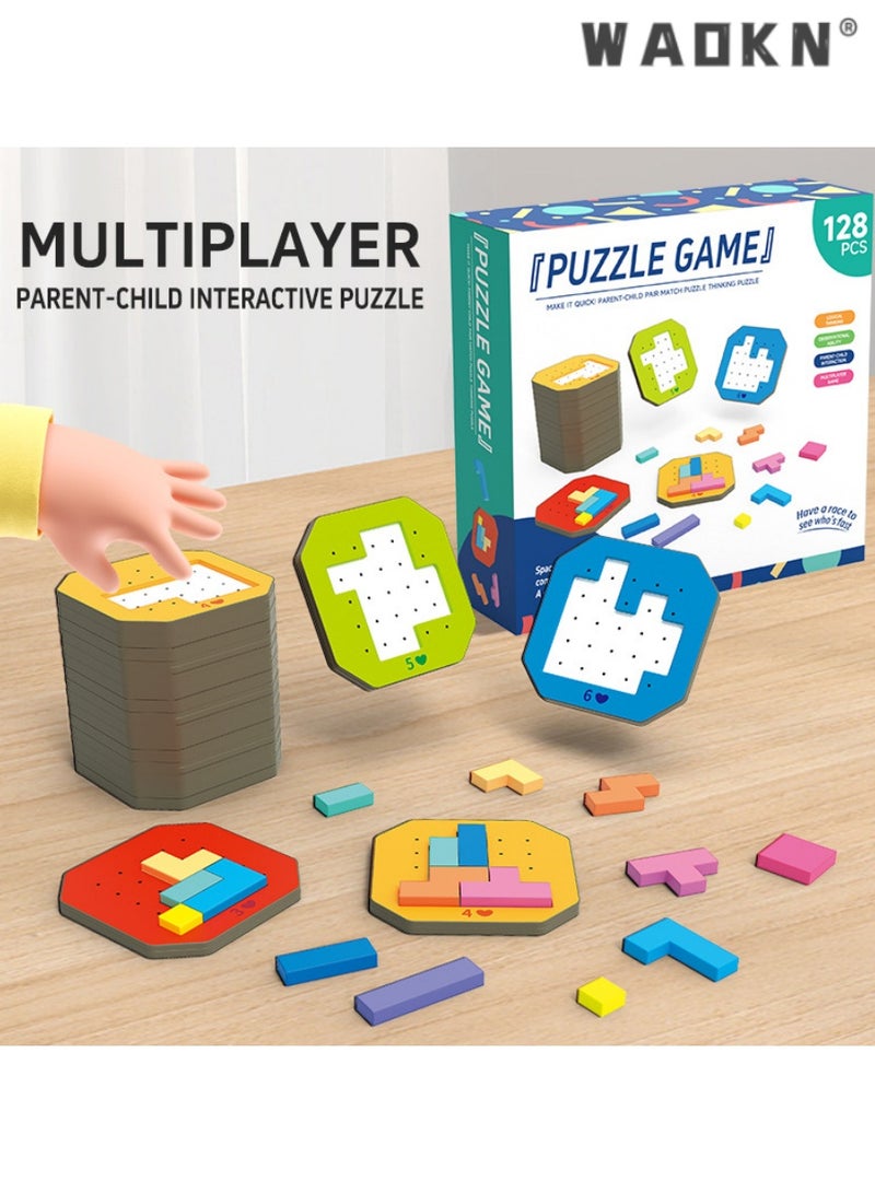 دبليو أيه أو كي أن الآباء والأطفال التفاعلية لعبة اللغز ، متعدد التركيز والاستراتيجيات لبناء لعبة ، لون الخشب تتريس ، وتدريب الأطفال على حل المشاكل في الخيار المثالي ، والتعليم ، ألعاب الطاولة - Image 1