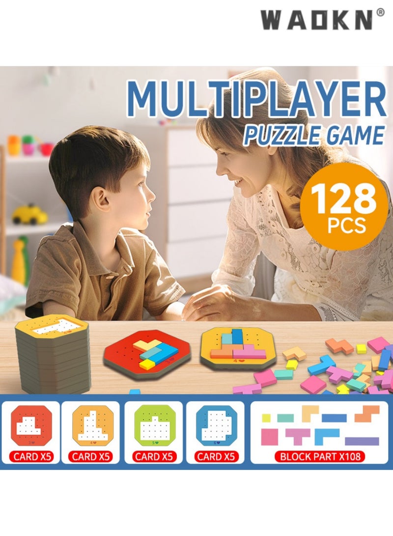 دبليو أيه أو كي أن الآباء والأطفال التفاعلية لعبة اللغز ، متعدد التركيز والاستراتيجيات لبناء لعبة ، لون الخشب تتريس ، وتدريب الأطفال على حل المشاكل في الخيار المثالي ، والتعليم ، ألعاب الطاولة - Image 2