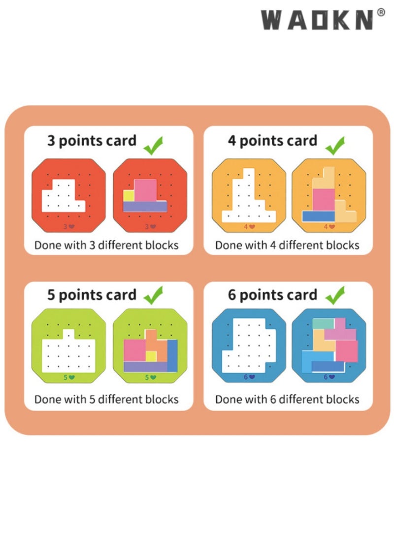 دبليو أيه أو كي أن الآباء والأطفال التفاعلية لعبة اللغز ، متعدد التركيز والاستراتيجيات لبناء لعبة ، لون الخشب تتريس ، وتدريب الأطفال على حل المشاكل في الخيار المثالي ، والتعليم ، ألعاب الطاولة - Image 4