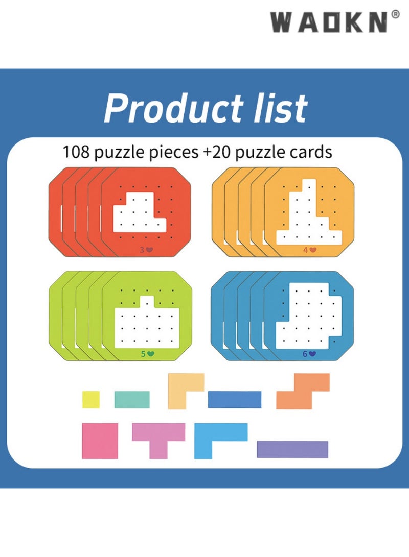 دبليو أيه أو كي أن الآباء والأطفال التفاعلية لعبة اللغز ، متعدد التركيز والاستراتيجيات لبناء لعبة ، لون الخشب تتريس ، وتدريب الأطفال على حل المشاكل في الخيار المثالي ، والتعليم ، ألعاب الطاولة - Image 3