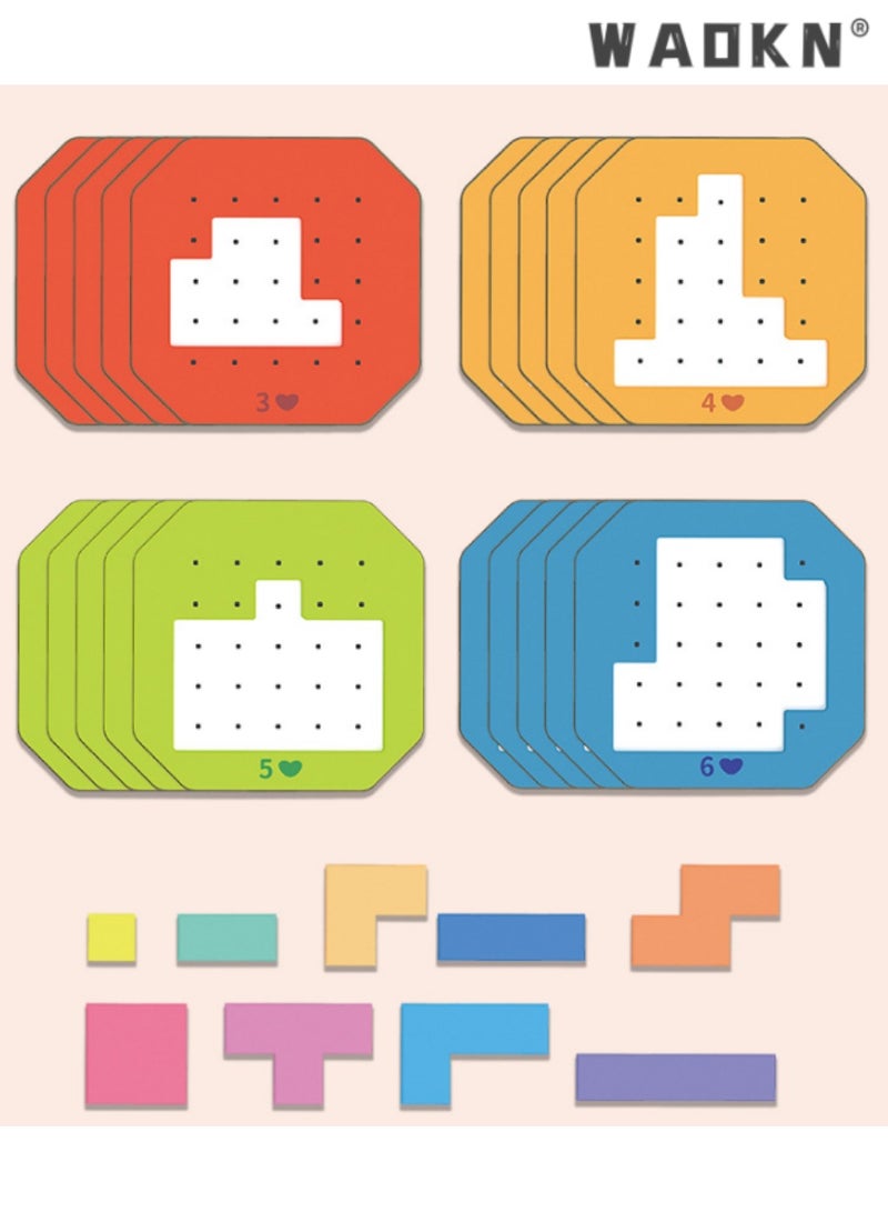 دبليو أيه أو كي أن الآباء والأطفال التفاعلية لعبة اللغز ، متعدد التركيز والاستراتيجيات لبناء لعبة ، لون الخشب تتريس ، وتدريب الأطفال على حل المشاكل في الخيار المثالي ، والتعليم ، ألعاب الطاولة - Image 5