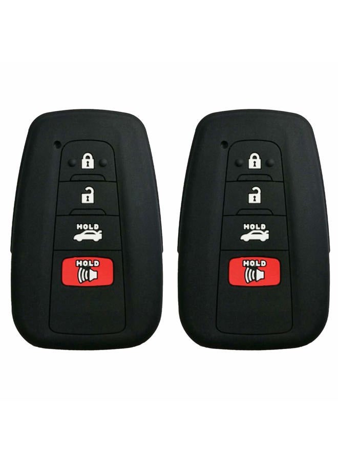 Coolbestda 2Pcs Rubber 4buttons Smart Key Fob Full Protector Remote Skin Cover Case Keyless Jacket for 2018 Toyota Camry HYQ14FBC Black - Image 1