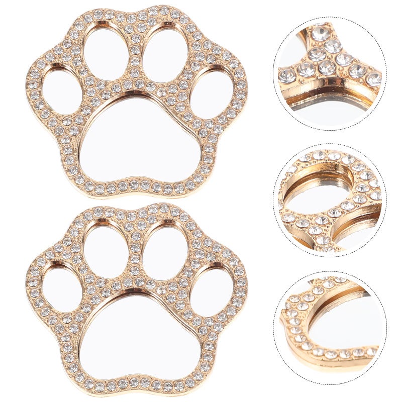 Rhinestone Cat Paw Phone Charm With Portable Mirror Gold Zinc Alloy Travel Makeup Accessory - Image 5