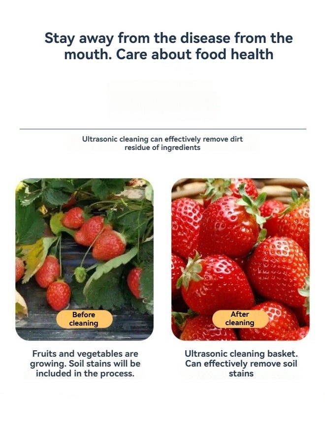 M MIAOYAN Ultrasonic vegetable washer purifier household vegetable washer automatic food residue removal portable fruit washing drain basket  - Image 2