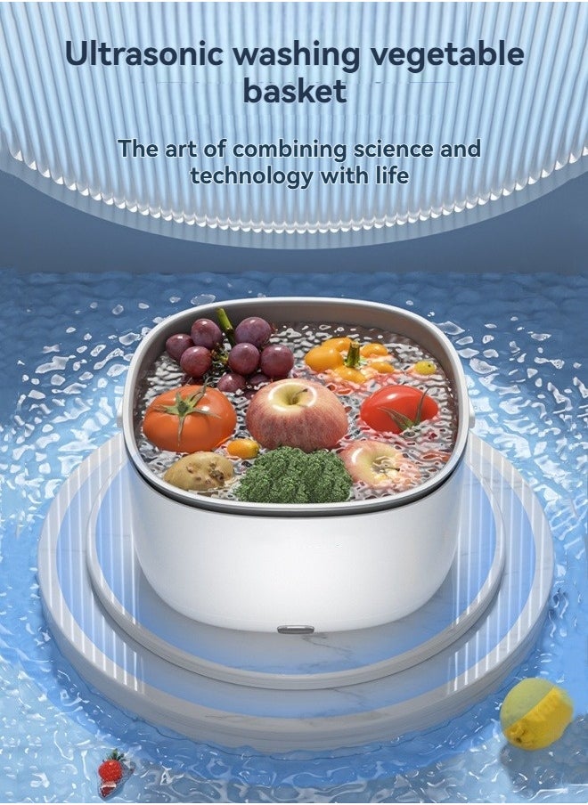 M MIAOYAN Ultrasonic vegetable washer purifier household vegetable washer automatic food residue removal portable fruit washing drain basket  - Image 1