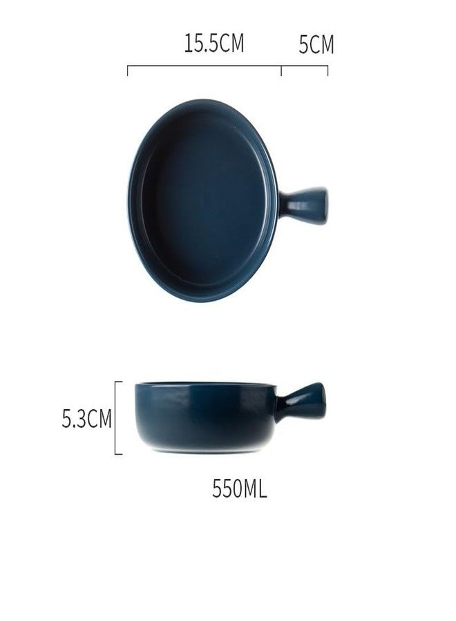 Beyond Homes Handcrafted Ceramic Snack Bowl with Handle, 15.5 cm | Dishwasher & Microwave Safe Bowl for Snacks | Ceramic Serving Bowl for Salads, Noodles, Soup, Curry (Dark Blue-550 ml) - Image 2