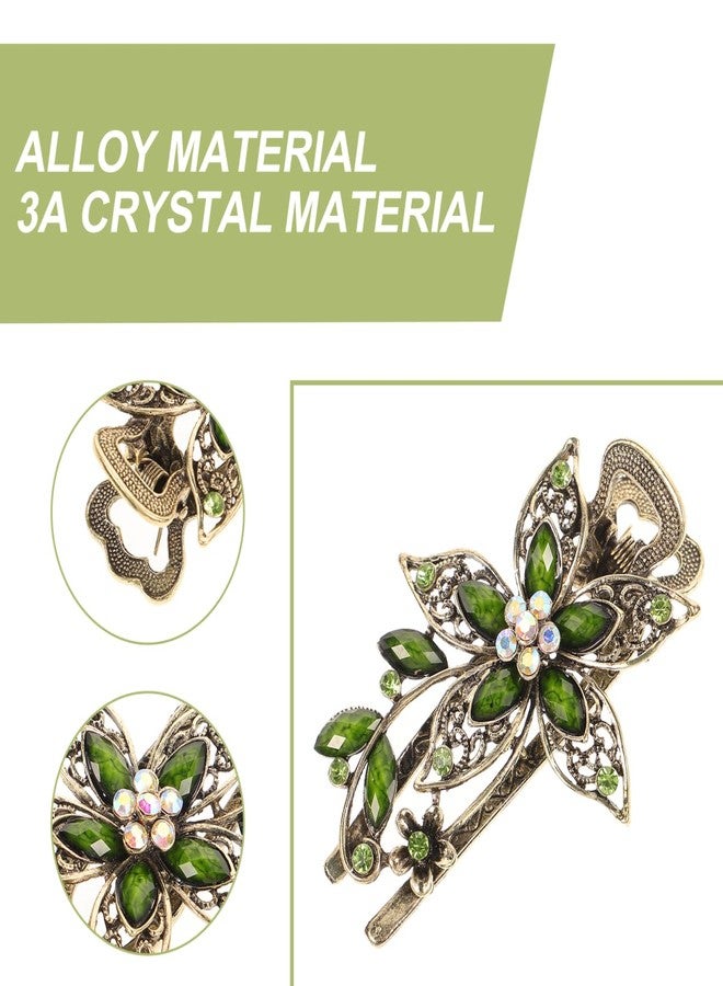 Beaupretty Elegant Green Rhinestone Hair Accessories for Women Vintage Floral Hair Barrettes for Weddings Parties and Everyday Use - Image 5
