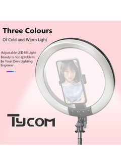 TYCOM Tycom Selfie stick 10" RGB Ring Light with 180 cm long Stand and 2 Phone Holders,TikTok Ring Light 12 RGB Color Modes for YouTube Video Vlog Live Stream Makeup with Remote Control.  - Image 4