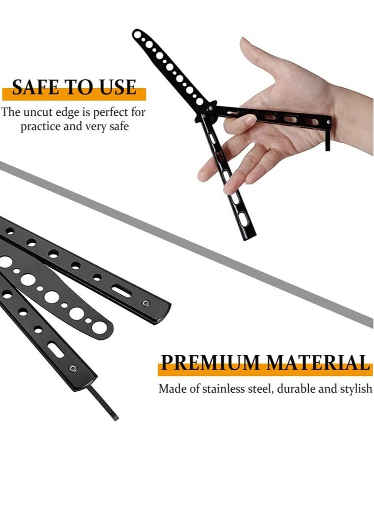 fashionhome Folding Stainless Steel Knife Training Butterfly Toy Tool Black  - Image 2