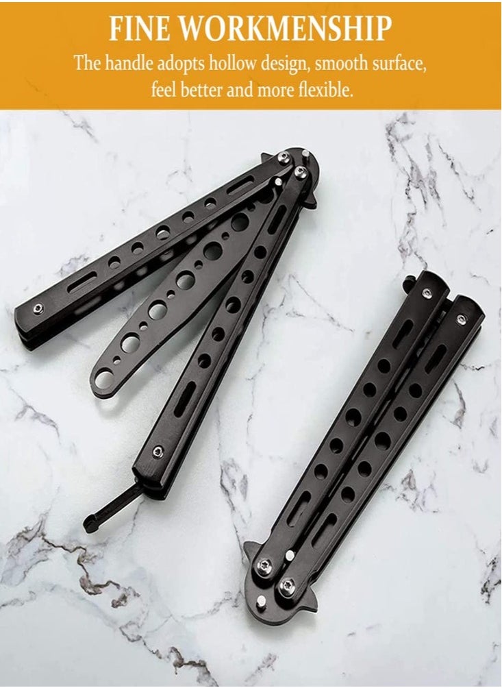 fashionhome Folding Stainless Steel Knife Training Butterfly Toy Tool Black  - Image 3
