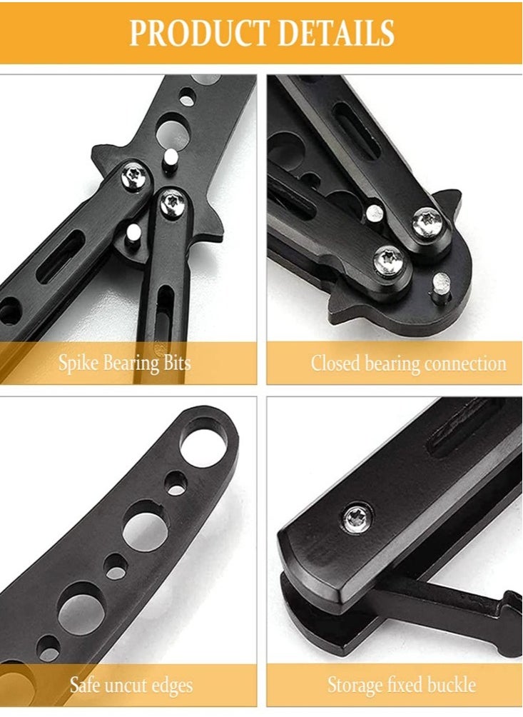 fashionhome Folding Stainless Steel Knife Training Butterfly Toy Tool Black  - Image 4