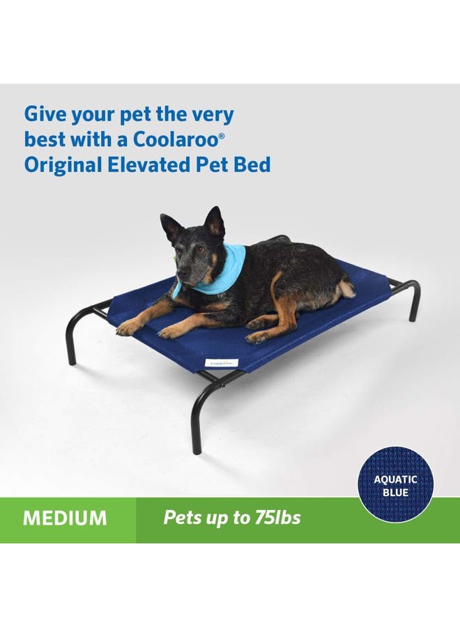Coolaroo The Original Cooling Elevated Dog Bed, Indoor and Outdoor, Medium, 42" L x 25.5" W x 8" Th, Aquatic Blue - Image 2