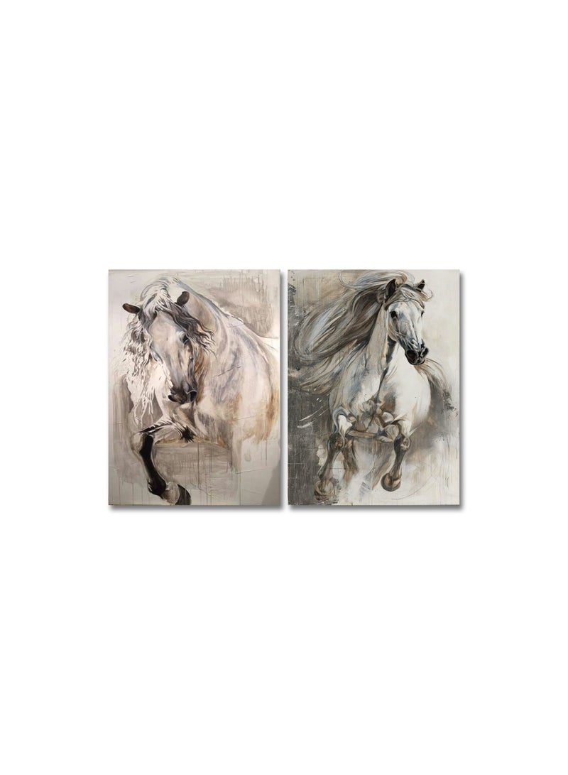 Marktna Decorative Wall Art Painting with a Horse Design, 2 pieces, Size 80x60 cm - Image 2