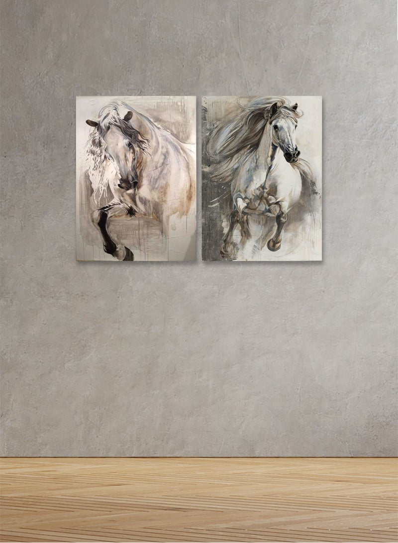 Marktna Decorative Wall Art Painting with a Horse Design, 2 pieces, Size 80x60 cm - Image 1
