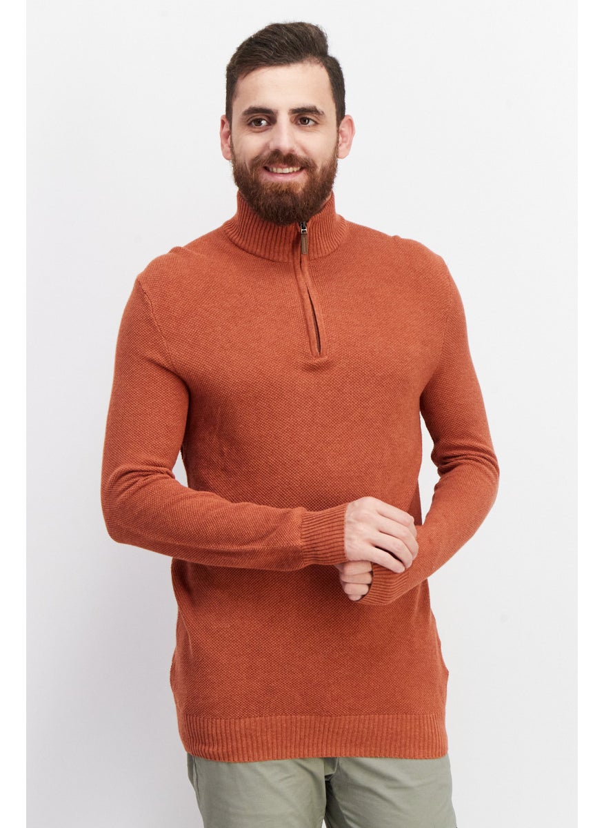 Men Mock Nek Textured Sweater, Royal Orange - pzsku/Z3A245F57333DC9B56E80Z/45/_/1732871694/03acf1be-5b5f-44e0-8efa-08ac2e88679d