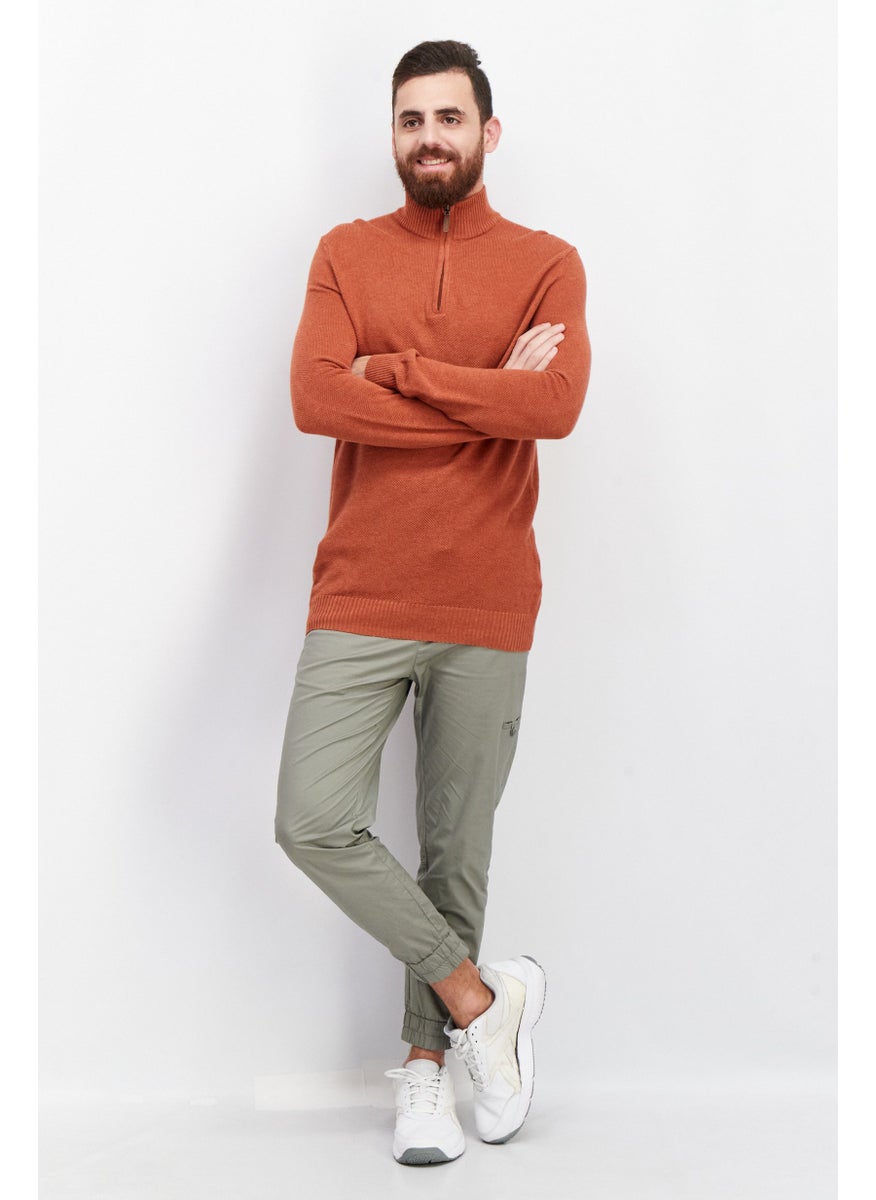 Men Mock Nek Textured Sweater, Royal Orange - pzsku/Z3A245F57333DC9B56E80Z/45/_/1732871695/eafd6610-ee7c-4376-8fb4-dca1ecaa653b