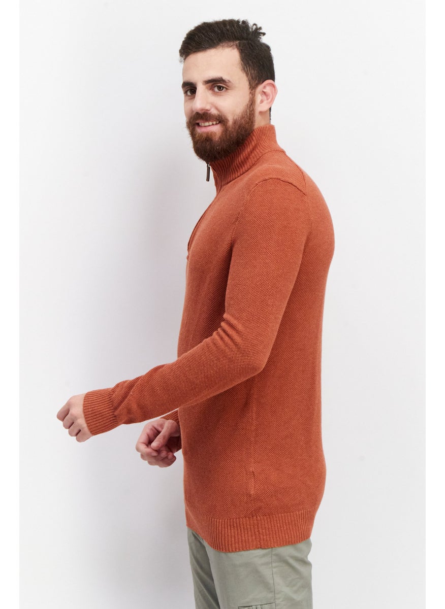 Men Mock Nek Textured Sweater, Royal Orange - pzsku/Z3A245F57333DC9B56E80Z/45/_/1735481541/1b780a67-b512-41ea-80d7-1450fa2d9eb9