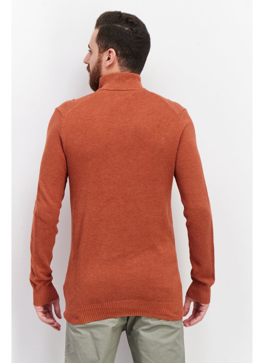 Men Mock Nek Textured Sweater, Royal Orange - pzsku/Z3A245F57333DC9B56E80Z/45/_/1735481542/3ce85d05-5cf5-4536-a06d-93a592caa853