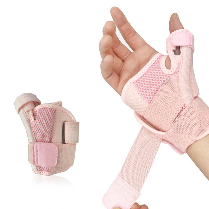 Thumb Splint Wrist Brace Thumb Wrist Stabilizer Splint Compression Support Wrap Brace Universal for Right Left Hand Pink - Image 1